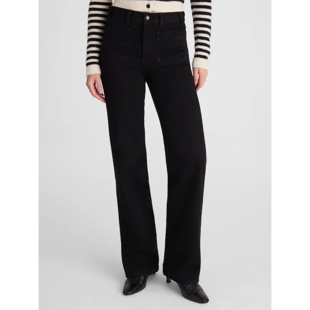 Madewell | NWT Cleo Straight Jean Black Rinse Rigid High Rise Denim | Sz 32
